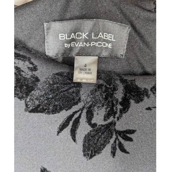 Black Label by Evan Picone 4 Dress Black Floral Velvet Detail NWT - Picture 3 of 7